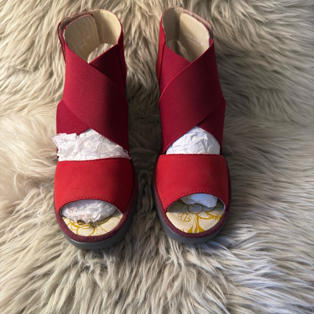 Fly London Red Open-Toe Heels